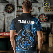 Load image into Gallery viewer, Personalized Men Dragon Dart Polo 1/4-Zip Shirt Custom Name Team Thunder Dragon Dart Jersey | Blue NYN3370