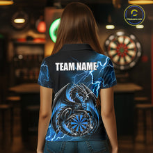 Load image into Gallery viewer, Personalized Women Dragon Dart Polo 1/4-Zip Shirt Custom Name Team Thunder Dragon Dart Jersey | Blue NYN3370