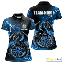 Load image into Gallery viewer, Personalized blue thunder dragon dart polo shirt for women custom team jersey