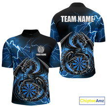 Load image into Gallery viewer, Personalized blue thunder dragon dart polo shirt for men custom team jersey
