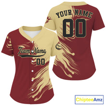 Load image into Gallery viewer, Women's Red And Yellow Baseball Jersey Personalized Outfits Baseball Shirt For Newborns NYN0882