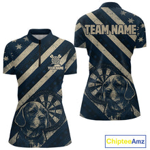 Load image into Gallery viewer, Custom Blue Grunge Dog Dartboard Darts Jersey For Women Outfit Patriotic Dart Team Jersey  NYN1276