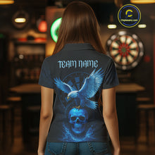 Load image into Gallery viewer, Custom Blue Skull Eagle Dartboard Darts Shirt For Women Personalized Dart Team Jersey  NYN1277