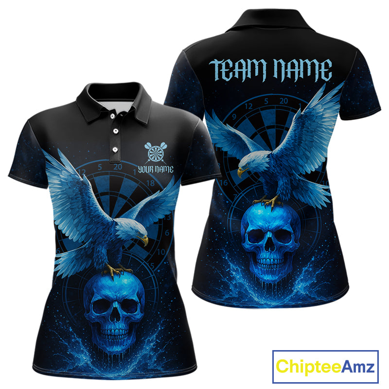 Custom Blue Skull Eagle Dartboard Darts Shirt For Women Personalized Dart Team Jersey  NYN1277