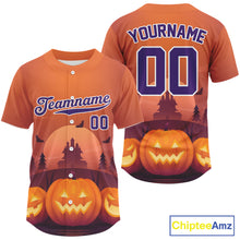 Load image into Gallery viewer, Custom Men's Pumpkin Orange Halloween Baseball Jersey, Halloween Gifts For Baseball Lovers NYN1287