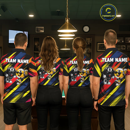 8 Ball & 9 Ball Funny Colorful Strikes Billiard Shirts For Men Custom Cheer Beer Billiard Team Shirts NYN4307