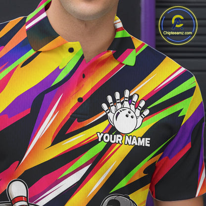 Chill Bowling Pins & Ball Strike Colorful Bowling Jersey For Men Custom Funny Drunk Bowling Team Shirts NYN4309