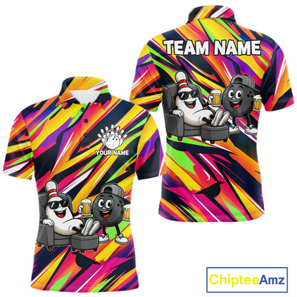 Chill Bowling Pins & Ball Strike Colorful Bowling Jersey For Men Custom Funny Drunk Bowling Team Shirts NYN4309