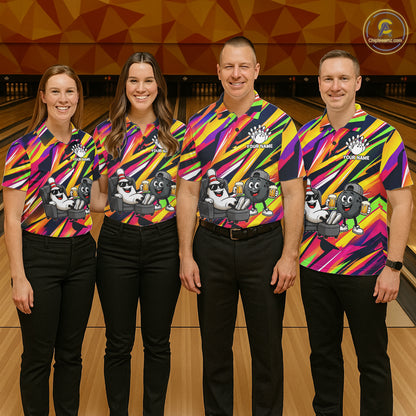 Chill Bowling Pins & Ball Strike Colorful Bowling Jersey For Men Custom Funny Drunk Bowling Team Shirts NYN4309