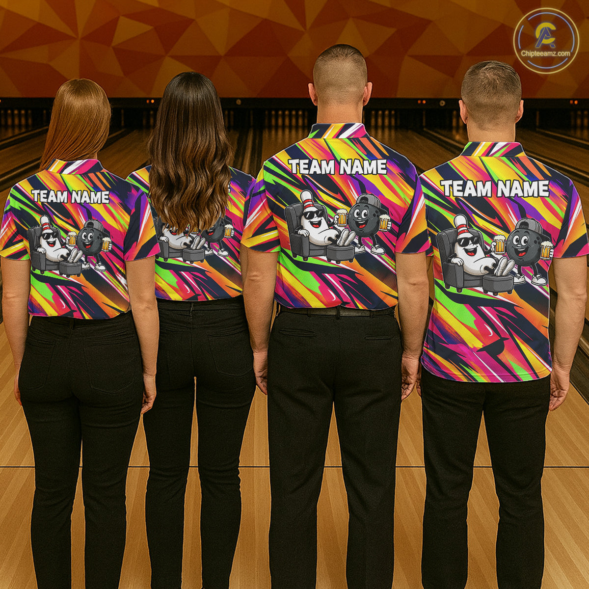 Chill Bowling Pins & Ball Strike Colorful Bowling Jersey For Men Custom Funny Drunk Bowling Team Shirts NYN4309
