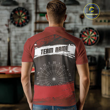 Load image into Gallery viewer, Custom Grunge Black And Red Dripping Dartboard Dart Team Men Polo Shirt NYN1547