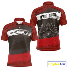 Load image into Gallery viewer, Custom Grunge Black And Red Dripping Dartboard Dart Team Men Polo Shirt NYN1547