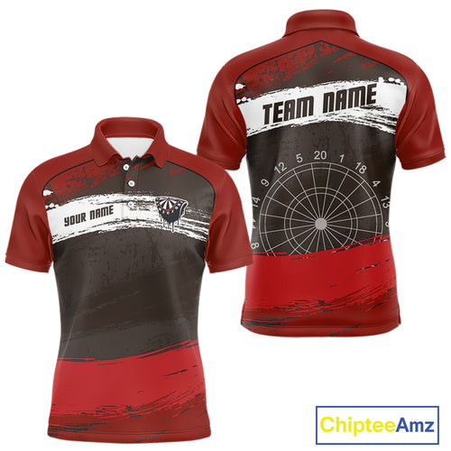 Custom Grunge Black And Red Dripping Dartboard Dart Team Men Polo Shirt NYN1547