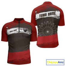 Load image into Gallery viewer, Custom Grunge Black And Red Dripping Dartboard Dart Team Men Quarter-Zip Shirt NYN1547