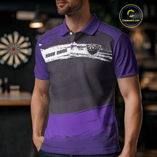 Load image into Gallery viewer, Custom Grunge Black And Purple Dripping Dartboard Dart Team Men Polo Shirt NYN1549