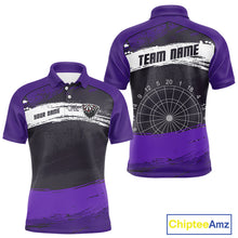Load image into Gallery viewer, Custom Grunge Black And Purple Dripping Dartboard Dart Team Men Polo Shirt NYN1549