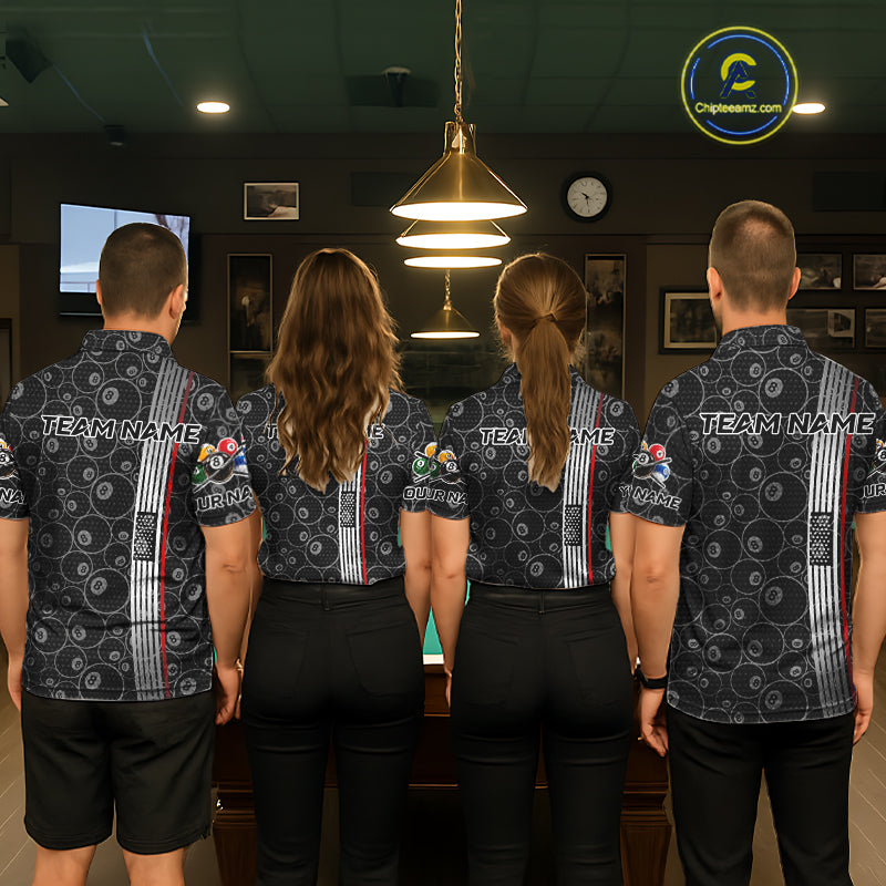 Cross US Flag 8 Ball Men's Billiard Shirts Personalized Patriotic Billiard Team Shirts NYN2322
