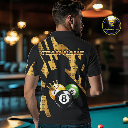Gold Crown Ball Billiard Ball Shirts For Men Personalized Attire Billiard Team Shirts NYN2324