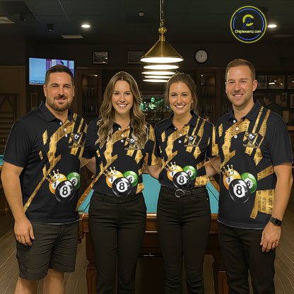 Gold Crown Ball Billiard Ball Shirts For Men Personalized Attire Billiard Team Shirts NYN2324