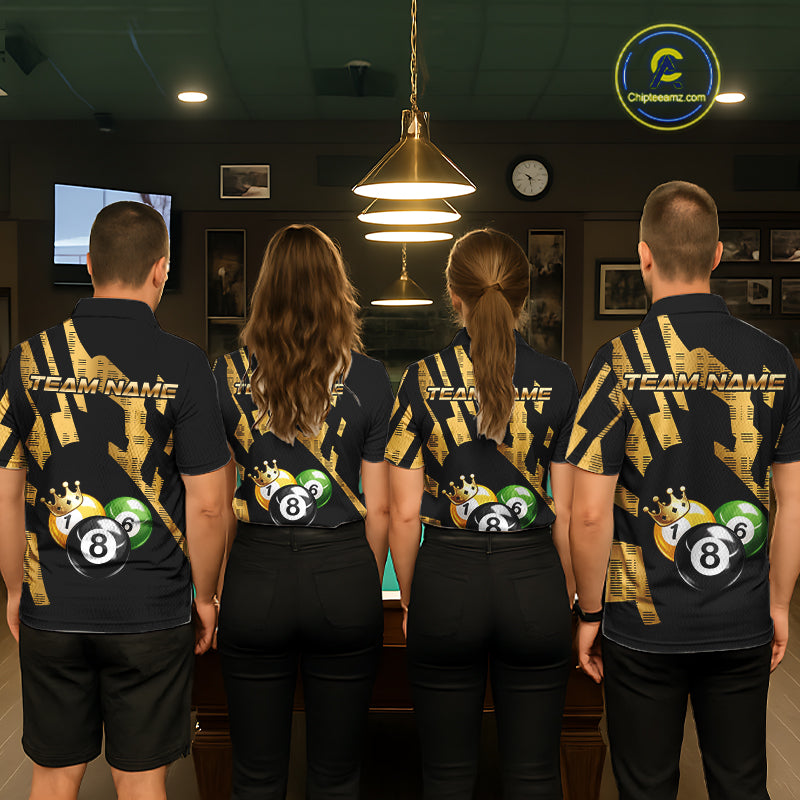 Gold Crown Ball Billiard Ball Shirts For Men Personalized Attire Billiard Team Shirts NYN2324