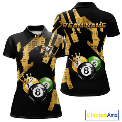Gold Crown Ball Billiard Ball Shirts For Women Personalized Attire Billiard Team Shirts NYN2324