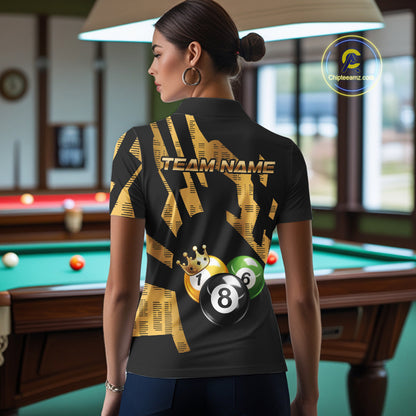 Gold Crown Ball Billiard Ball Shirts For Women Personalized Attire Billiard Team Shirts NYN2324