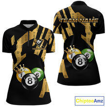 Load image into Gallery viewer, Gold Crown Ball Billiard Ball Shirts For Women Personalized Attire Billiard Team Shirts NYN2324