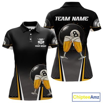 Custom Funny Cheer Beer & 8 Ball Women's Billiard Shirts Personalized Billiard Apparel Gifts NYN2326