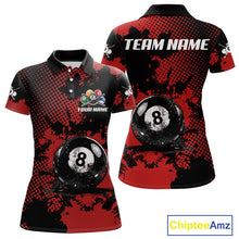 Load image into Gallery viewer, Custom Red Grunge Ball Billiard Shirts For Women Personalized Ball 8 Billiard Attire Gifts NYN2328