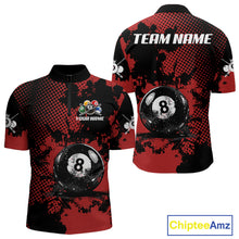 Load image into Gallery viewer, Custom Red Grunge Ball Billiard Shirts For Men Personalized Ball 8 Billiard Attire Gifts NYN2328