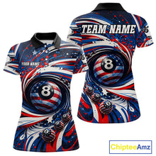 Load image into Gallery viewer, Custom US Flag Pool 8 Ball Billiard Shirt For Women Personalized Patriotic Ball Billiard Attire NYN2591