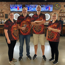 Load image into Gallery viewer, Lion Fire Flame Dartboard &amp; Arrow Men Darts 1/4-Zip Shirt Personalized Red Grunge Darts Jerseys NYN2599
