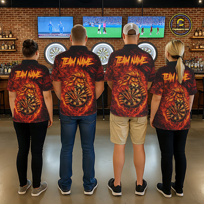 Lion Fire Flame Dartboard & Arrow Women Darts Polo Shirt Personalized Red Grunge Darts Jerseys NYN2599