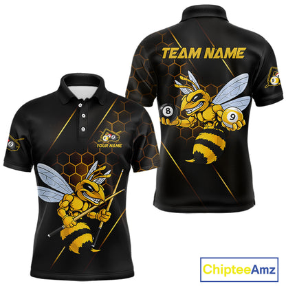 Yellow Hexagon Funny Bee 8 Ball & 9 Ball Pool Billiard Jerseys For Men Custom Billiard Team Appeal NYN2758