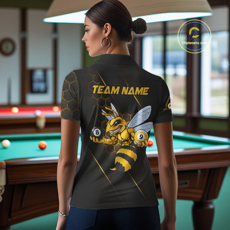 Yellow Hexagon Funny Bee 8 Ball & 9 Ball Pool Billiard Jerseys For Women Custom Billiard Team Appeal NYN2758