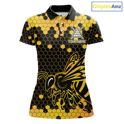 Hexagon Bee 8 Ball Pool Billiard Polo & Quarter-Zip Jerseys For Women Custom Billiard Team Appeal NYN2759