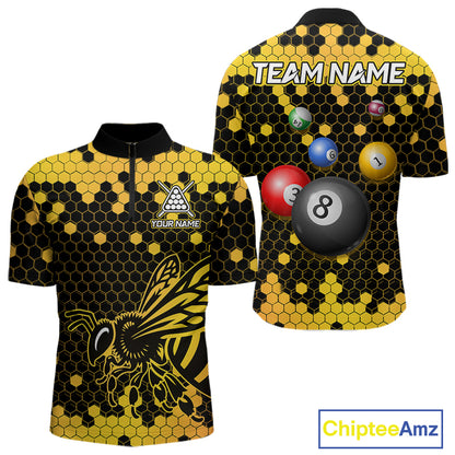 Hexagon Bee 8 Ball Pool Billiard Polo & Quarter-Zip Jerseys For Men Custom Billiard Team Appeal NYN2759