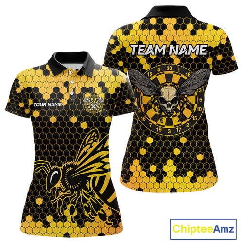 Honeycomb Pattern Bees Skull Dartboards Dart Shirts For Women, Custom Dart Jerseys NYN0053