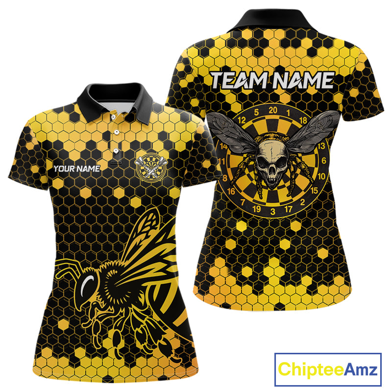 Honeycomb Pattern Bees Skull Dartboards Dart Shirts For Women, Custom Dart Jerseys NYN0053