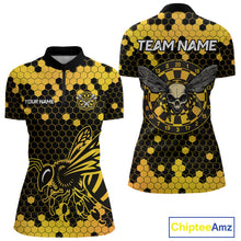 Load image into Gallery viewer, Honeycomb Pattern Bees Skull Dartboards Dart Shirts For Women, Custom Dart Jerseys NYN0053