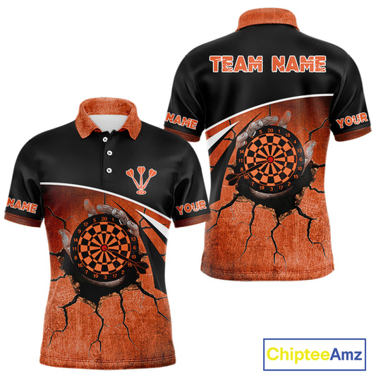 Hand Holding Orange Dartboards Cracked Grunge Dart Shirts For Men, Dart Jerseys NYN0056