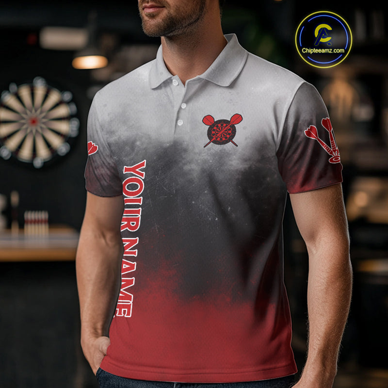 Custom Red And Blue Smoke Dartboards Dart Shirts For Men Grunge Dart Team Jerseys NYN0060