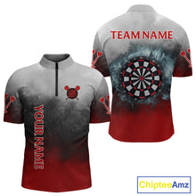 Load image into Gallery viewer, Custom Red And Blue Smoke Dartboards Dart Shirts For Men Grunge Dart Team Jerseys NYN0060