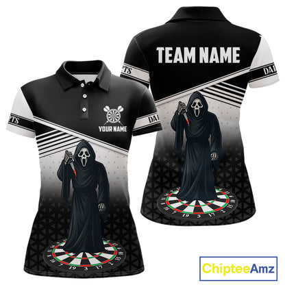 Grim Reaper Dartboard Custom Black Darts Shirt For Women - Personalized Name For Players NYN0673
