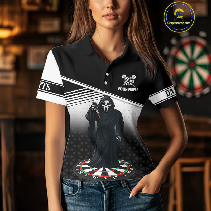 Grim Reaper Dartboard Custom Black Darts Shirt For Women - Personalized Name For Players NYN0673