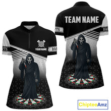 Load image into Gallery viewer, Grim Reaper Dartboard Custom Black Darts Shirt For Women - Personalized Name For Players NYN0673