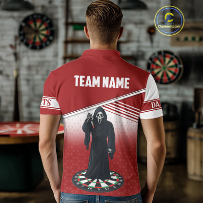 Grim Reaper Dartboard Custom Red Darts Shirt For Men - Personalized Name For Players NYN0674