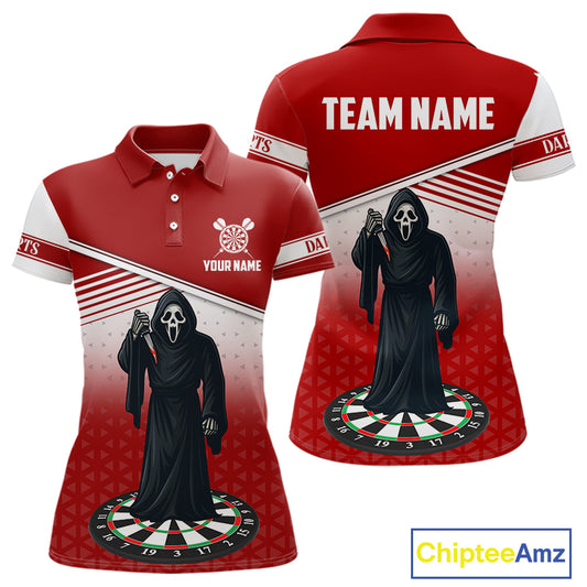Grim Reaper Dartboard Custom Red Darts Shirt For Women - Personalized Name For Players NYN0674