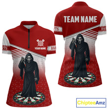 Load image into Gallery viewer, Grim Reaper Dartboard Custom Red Darts Shirt For Women - Personalized Name For Players NYN0674