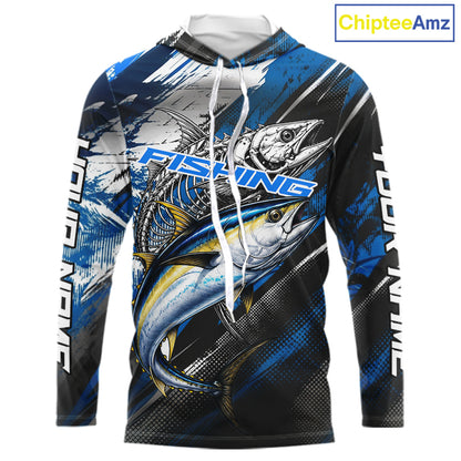 Custom Blue Tuna Fishing Jersey Tuna Skeleton Fishing Tournament Shirt, Saltwater Angler Apparel Gifts NYN4319